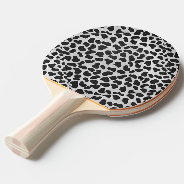 Dalmatian Black and White Print Ping Pong Paddle (Front Angle)