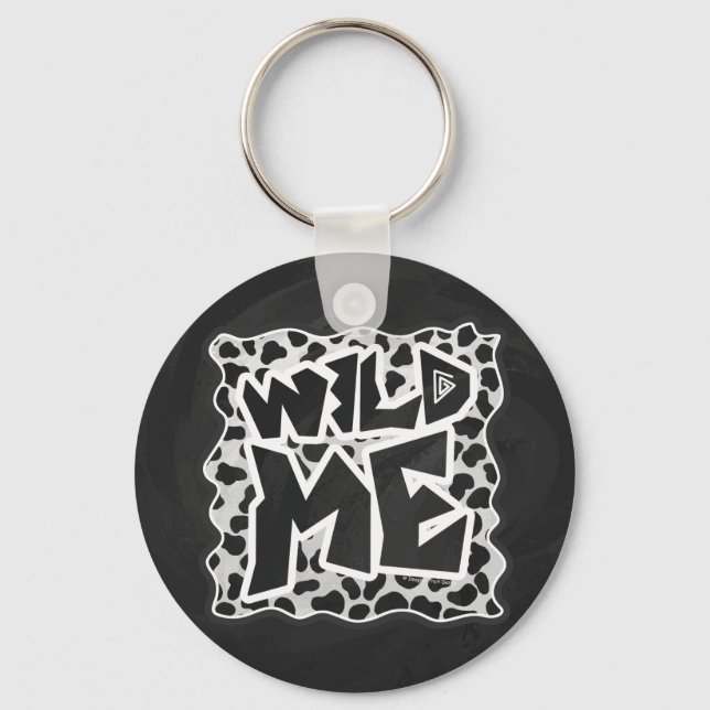 Dalmatian Black and White with Wild Me Key Ring (Front)