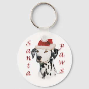 Dalmatian (blk) Santa Paws Key Ring