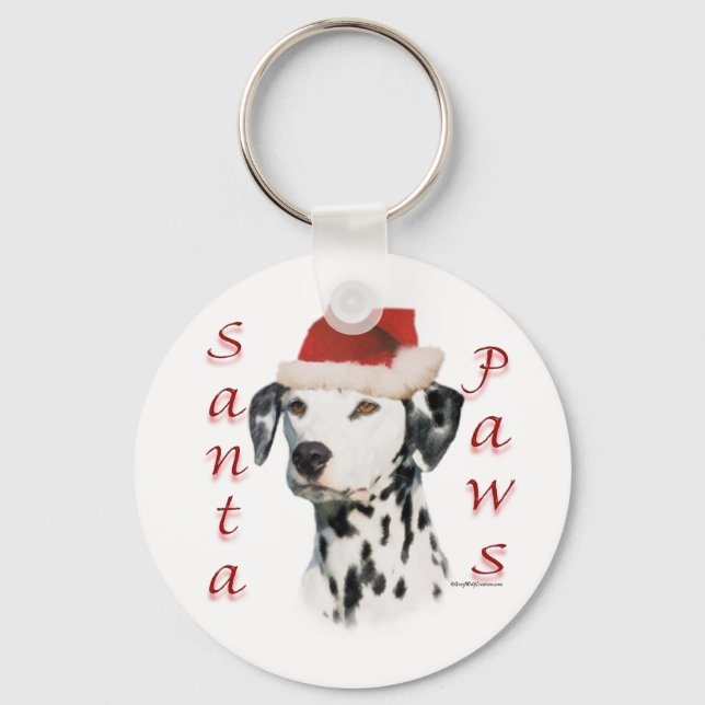 Dalmatian (blk) Santa Paws Key Ring (Front)