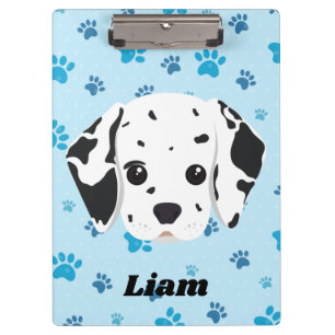 Dalmatian Blue Paw Print Personalised Clipboard