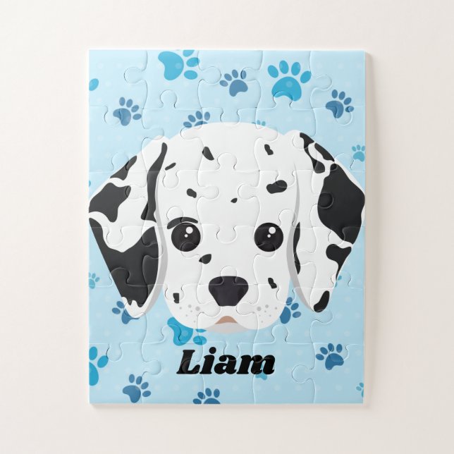 Dalmatian Blue Paw Print Personalised   Jigsaw Puzzle (Vertical)