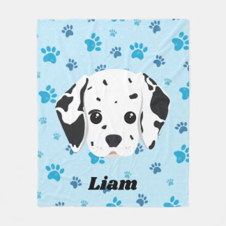 Dalmatian Blue Paw Print Personalised Kids Fleece Blanket