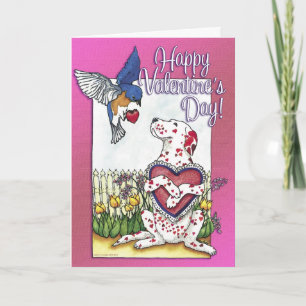 Dalmatian & Bluebird Valentine Card