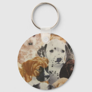 Dalmatian & Boxer Pups Key Ring