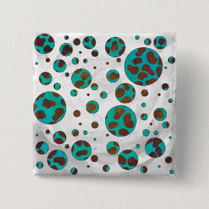 Dalmatian Brown and Teal Print 15 Cm Square Badge