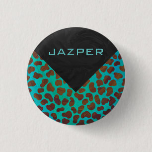 Dalmatian Brown and Teal Print 3 Cm Round Badge