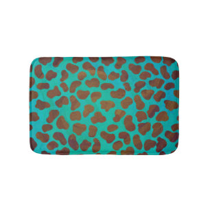 Dalmatian Brown and Teal Print Bath Mat