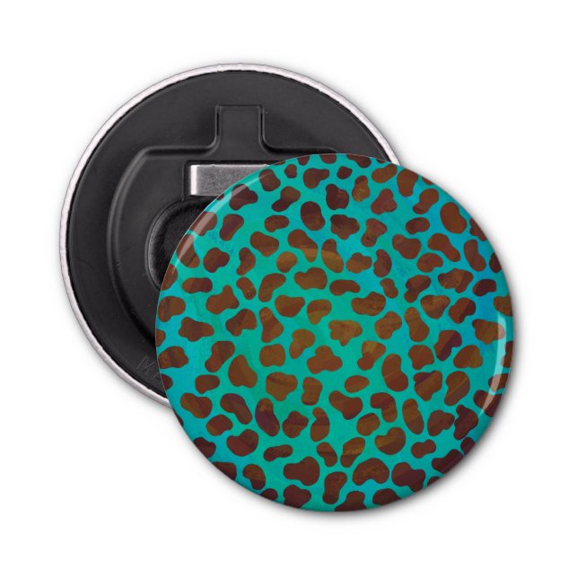 Dalmatian Brown and Teal Print Bottle Opener (Front)