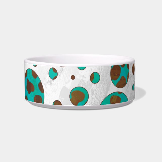Dalmatian Brown and Teal Print Bowl (Right)