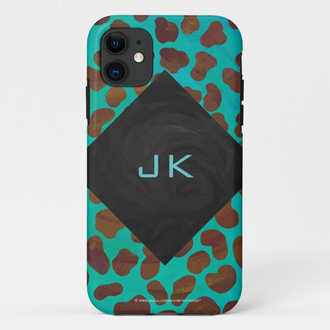 Dalmatian Brown and Teal Print Case-Mate iPhone Case (Back)