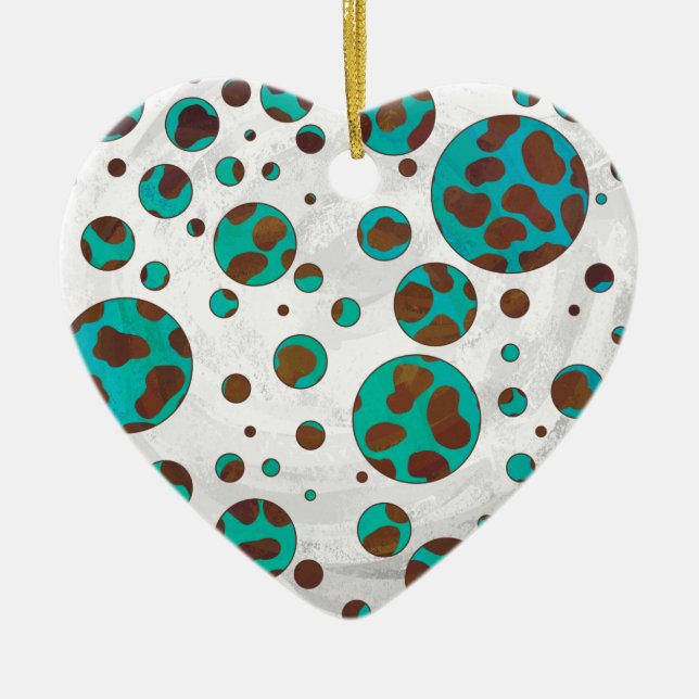 Dalmatian Brown and Teal Print Ceramic Tree Decoration (Front)