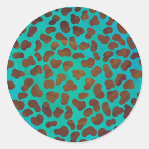 Dalmatian Brown and Teal Print Classic Round Sticker
