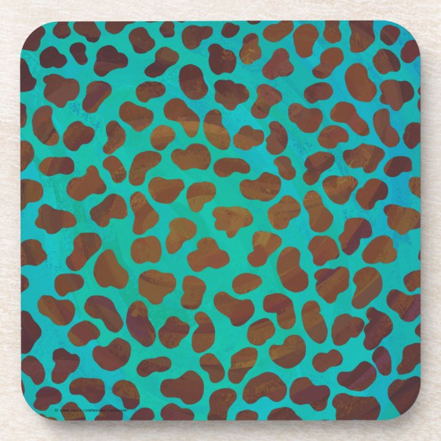 Dalmatian Brown and Teal Print Coaster (Front)