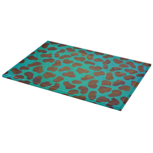 Dalmatian Brown and Teal Print Cutting Board (Corner)
