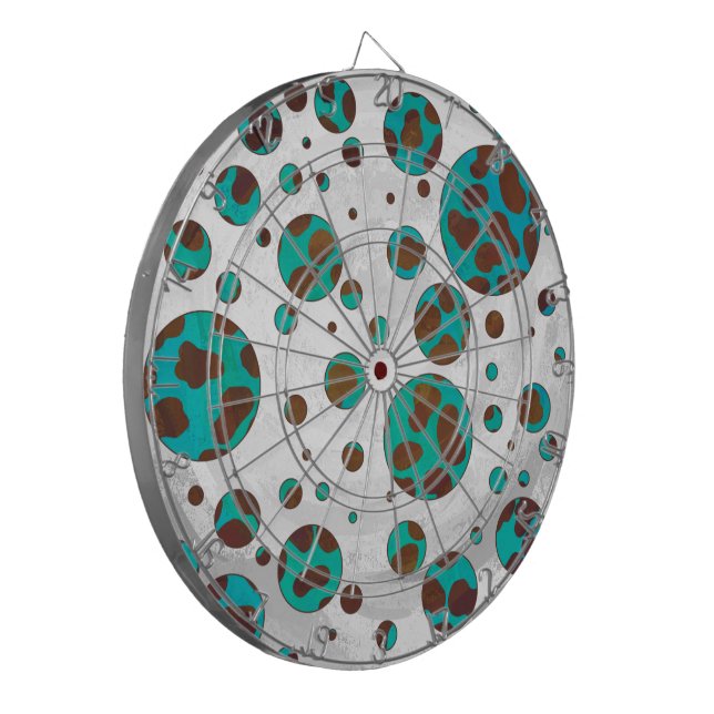 Dalmatian Brown and Teal Print Dartboard (Front Left)