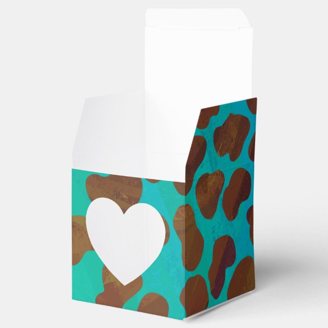 Dalmatian Brown and Teal Print Favour Box (Opened)