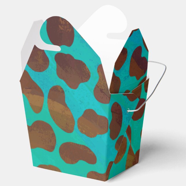 Dalmatian Brown and Teal Print Favour Box (Opened)