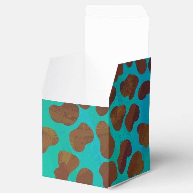 Dalmatian Brown and Teal Print Favour Box (Opened)