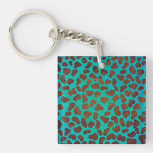 Dalmatian Brown and Teal Print Key Ring
