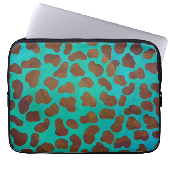 Dalmatian Brown and Teal Print Laptop Sleeve (Front)