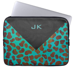 Dalmatian Brown and Teal Print Laptop Sleeve