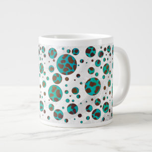Dalmatian Brown and Teal Print Large Coffee Mug