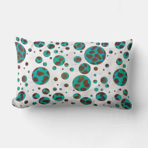 Dalmatian Brown and Teal Print Lumbar Cushion