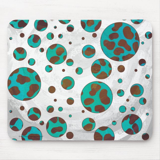 Dalmatian Brown and Teal Print Mouse Mat (Front)