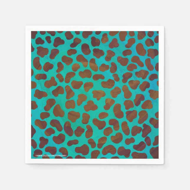 Dalmatian Brown and Teal Print Napkin (Front)