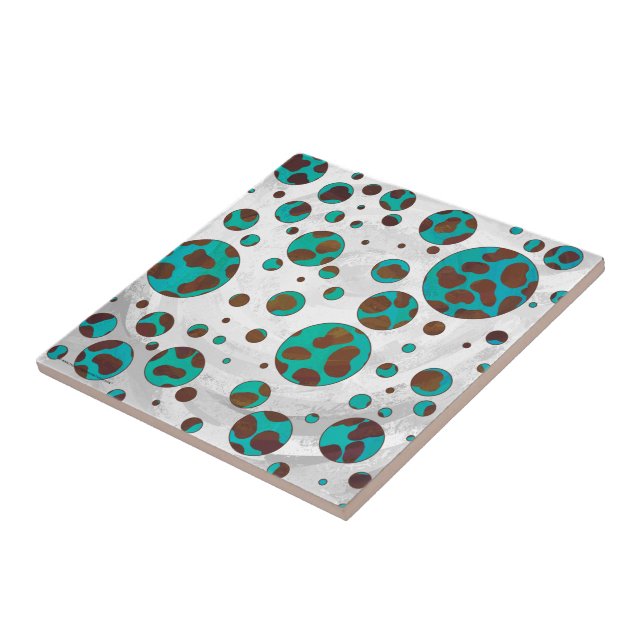 Dalmatian Brown and Teal Print Tile (Side)