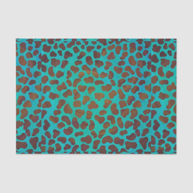 Dalmatian Brown and Teal Print Tissue Paper (Front)