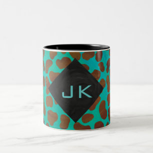 Dalmatian Brown and Teal Print Two-Tone Coffee Mug