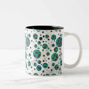 Dalmatian Brown and Teal Print Two-Tone Coffee Mug