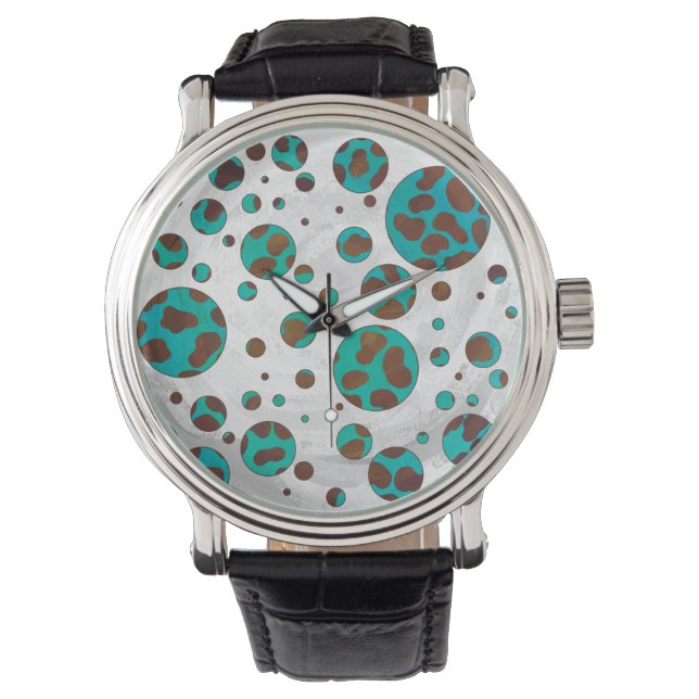 Dalmatian Brown and Teal Print Watch (Front)