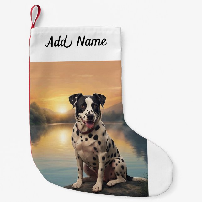 Dalmatian by Lake Small Christmas Stocking (Front)