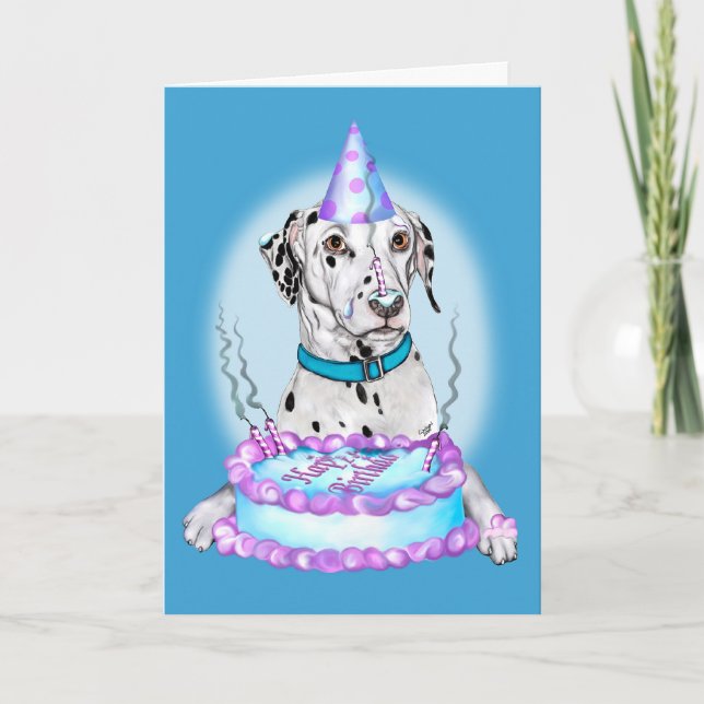 Dalmatian Cake Face Birthday Card (Front)
