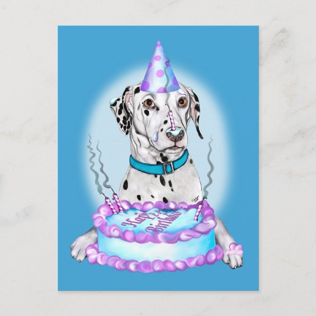 Dalmatian Cake Face Birthday Postcard (Front)