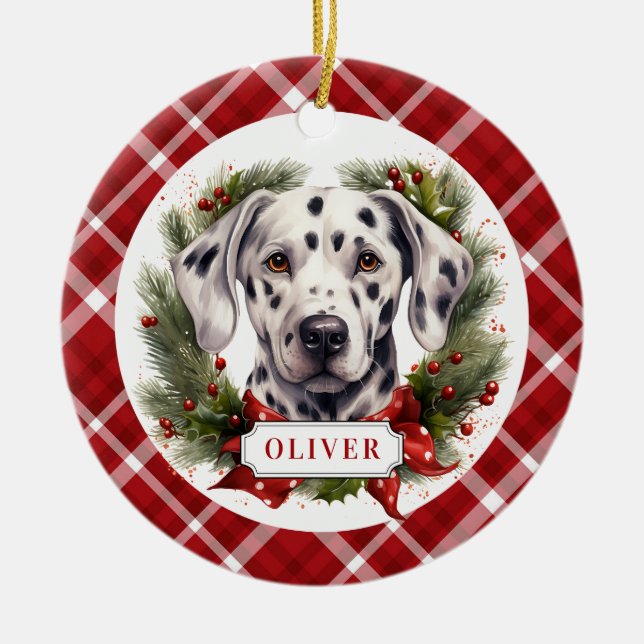 Dalmatian Ceramic Circle Ornament (Front)