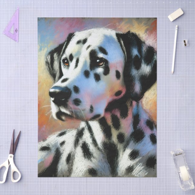 Dalmatian Chalk Pastel Dog Black White Decoupage  Tissue Paper (Craft)