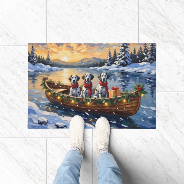 Dalmatian Christmas Boat Holiday Doormat (Indoor)
