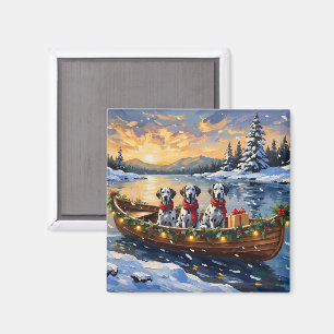 Dalmatian Christmas Boat Holiday Magnet