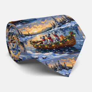 Dalmatian Christmas Boat Holiday Tie