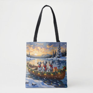 Dalmatian Christmas Boat Holiday Tote Bag
