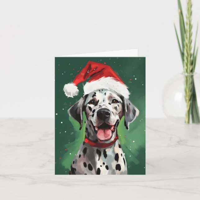 Dalmatian Christmas brush painting artwork Card (Front)