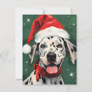 Dalmatian Christmas brush painting artwork Holiday Card