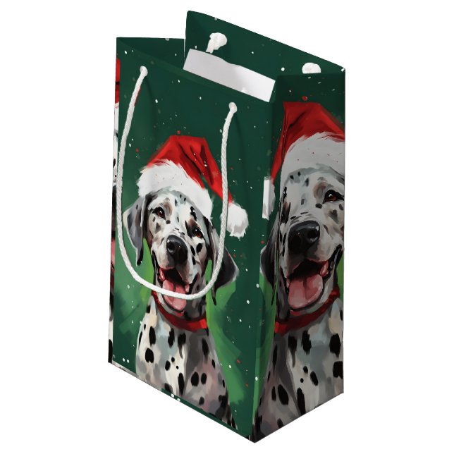 Dalmatian Christmas brush painting artwork Small Gift Bag (Back Angled)