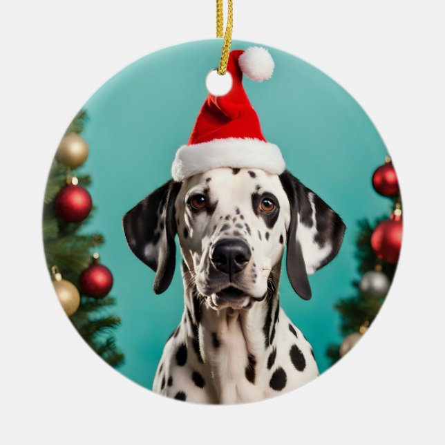 Dalmatian Christmas Ceramic Tree Decoration (Front)