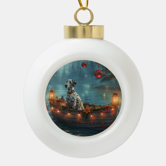 Dalmatian Christmas Festive Voyage Ceramic Ball Christmas Ornament (Front)