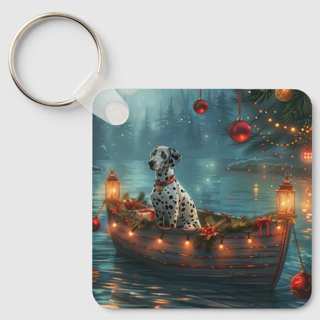 Dalmatian Christmas Festive Voyage Key Ring (Front)